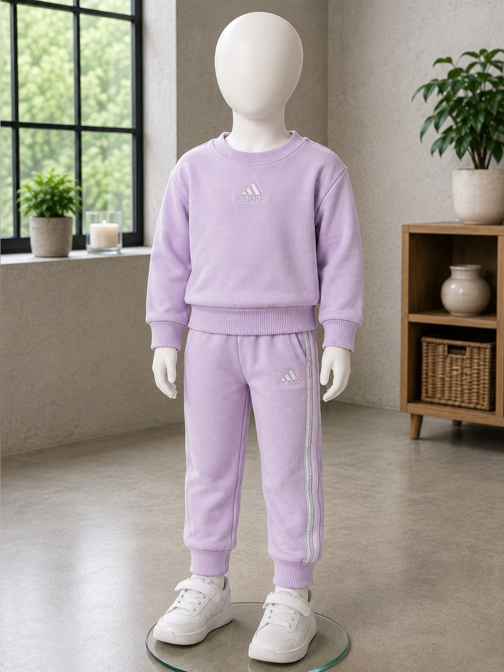 Adidas Girls 2-Piece Sweatshirt & Pants Set Lavender 3T